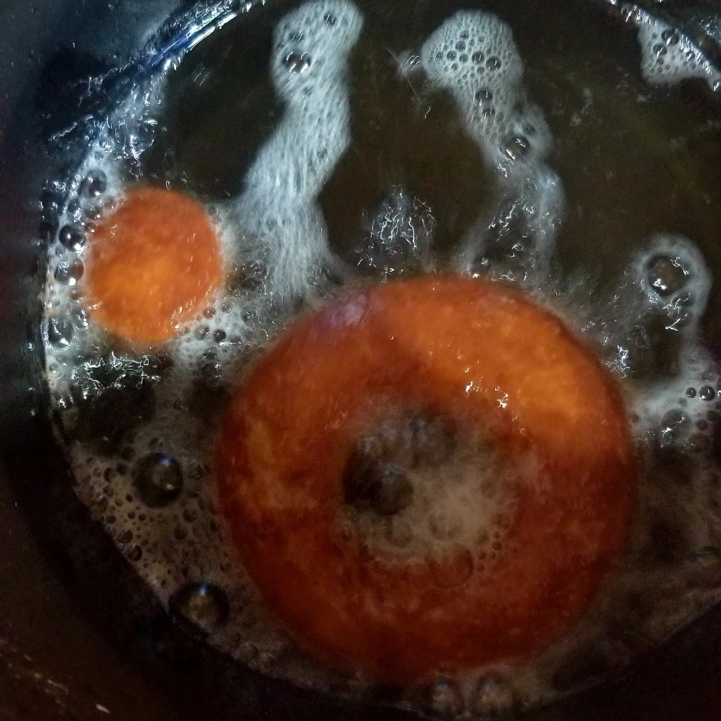 Keto Cake Donuts in Deep Fryer